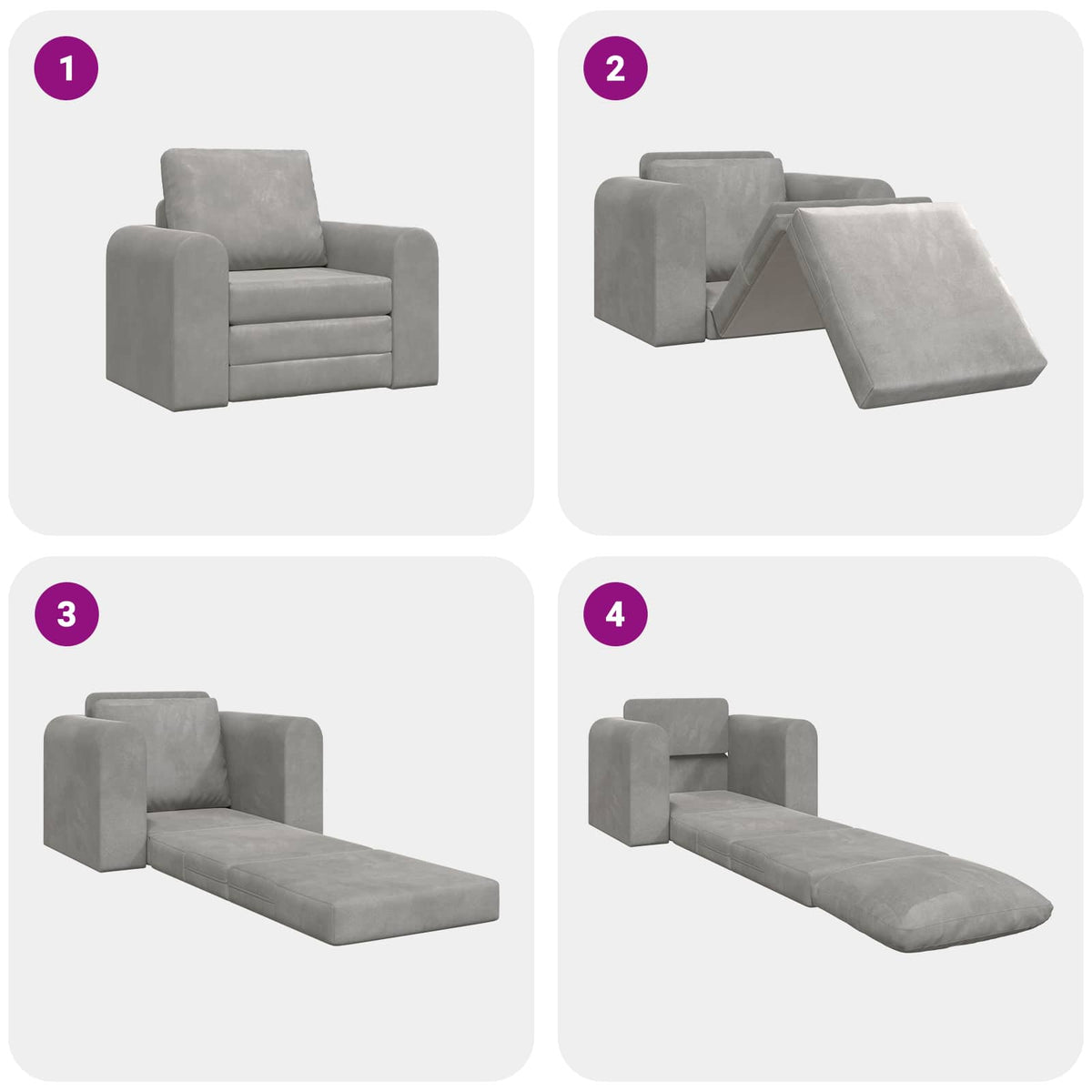 vidaXL Folding Sofa Bed Light Grey 98 x 71 x 83 cm Velvet