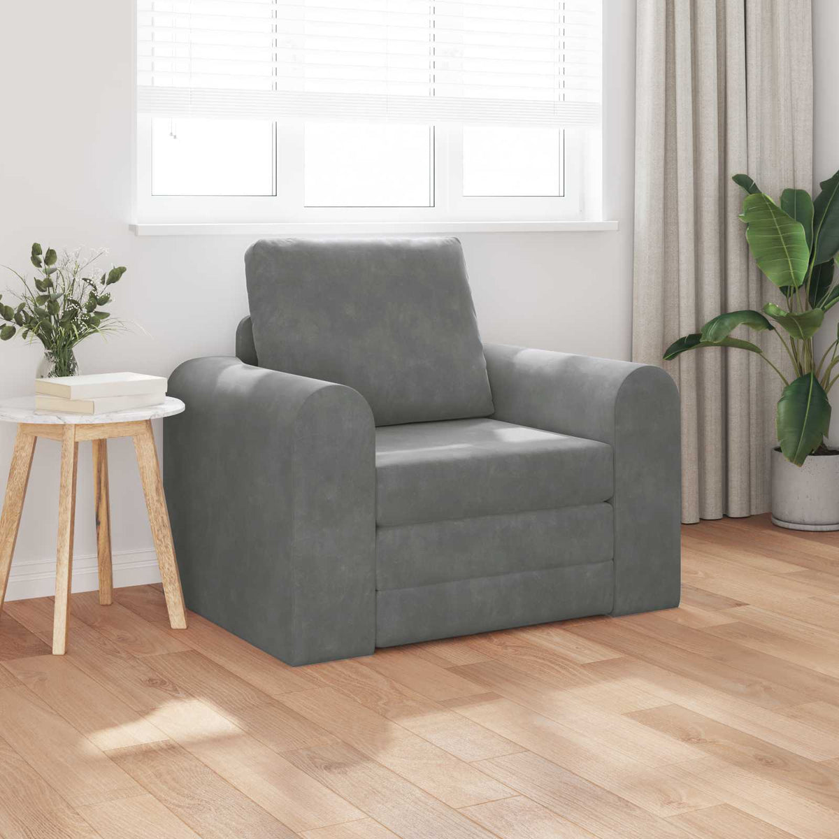 vidaXL Folding Sofa Bed Dark Grey 98 x 71 x 83 cm Velvet