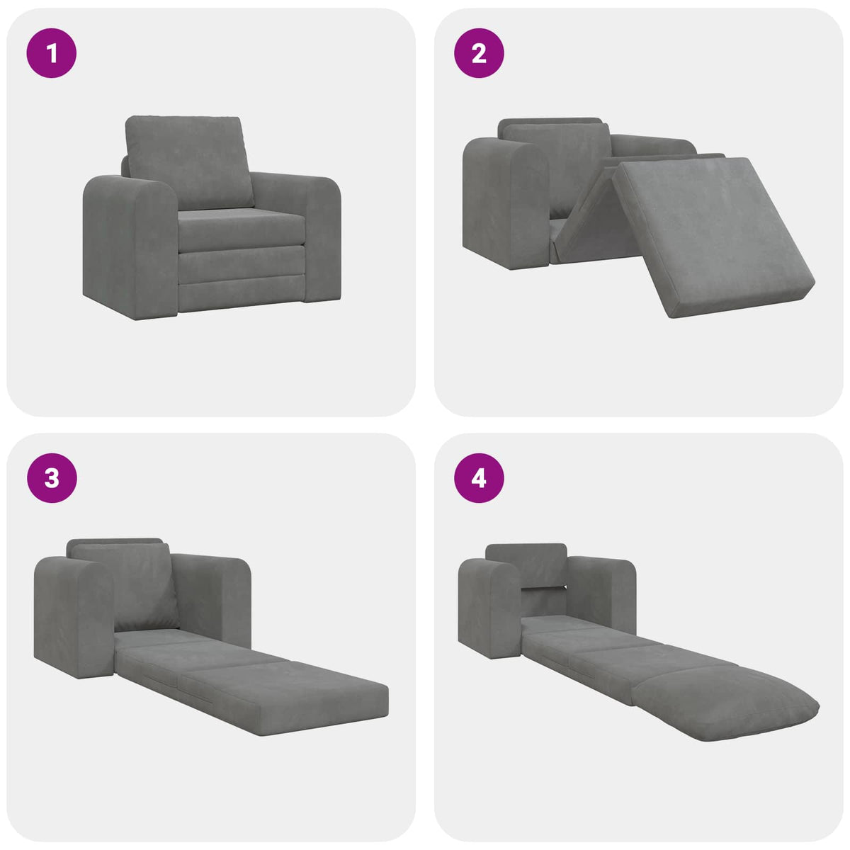 vidaXL Folding Sofa Bed Dark Grey 98 x 71 x 83 cm Velvet