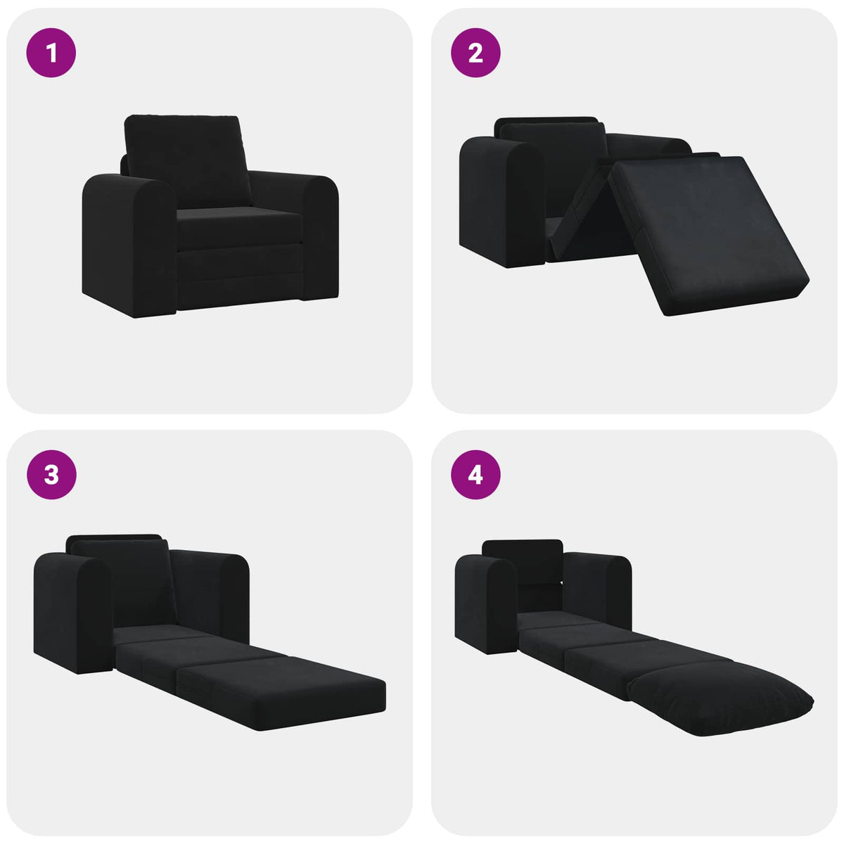vidaXL Folding Sofa Bed Black 98 x 71 x 83 cm Velvet