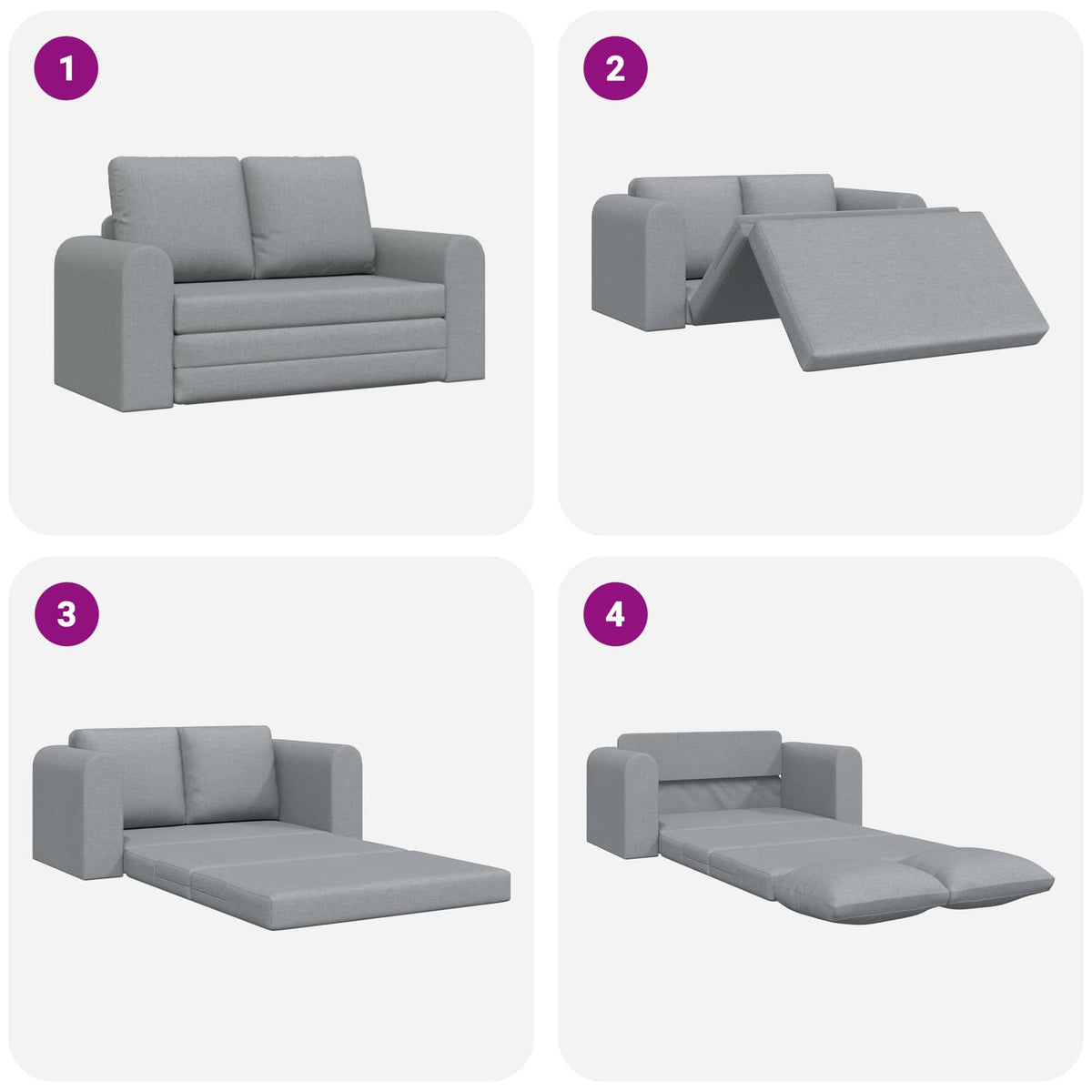 vidaXL Folding Sofa Bed Light Grey 148 x 71 x 83 cm Fabric