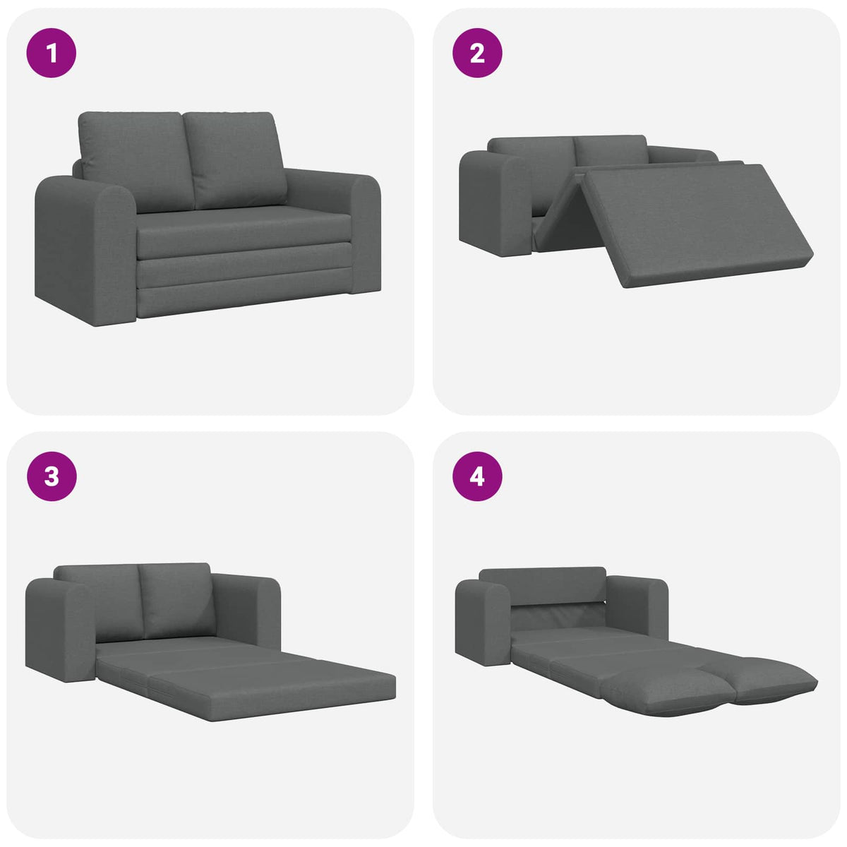 vidaXL Folding Sofa Bed Dark Grey 148 x 71 x 83 cm Fabric