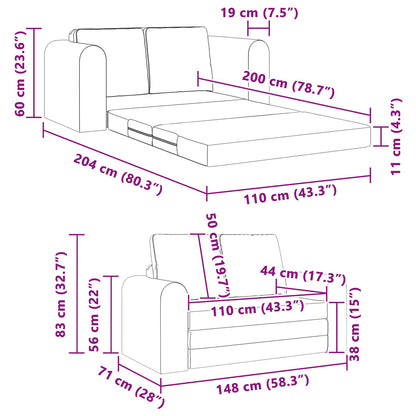 vidaXL Folding Sofa Bed Black 148 x 71 x 83 cm Fabric
