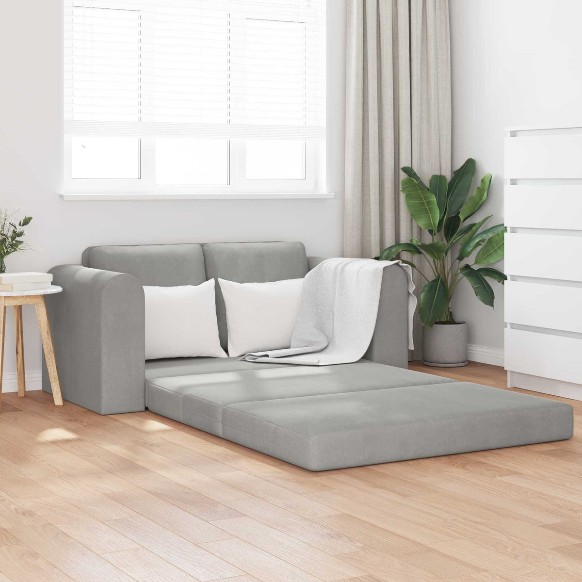 vidaXL Folding Sofa Bed Light Grey 148 x 71 x 83 cm Velvet