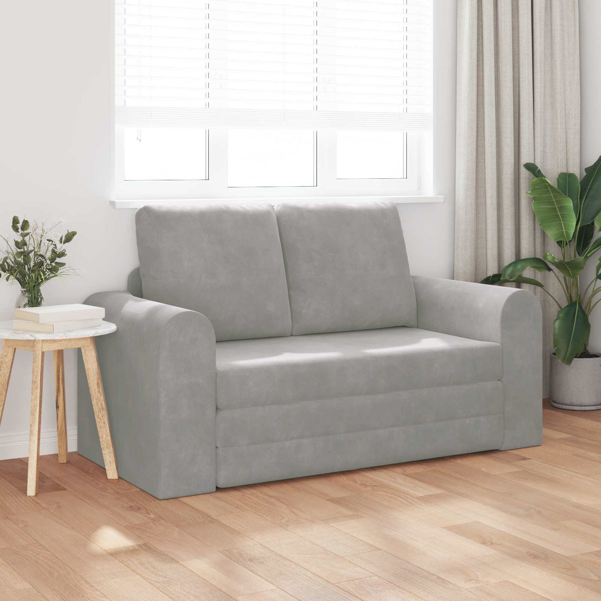 vidaXL Folding Sofa Bed Light Grey 148 x 71 x 83 cm Velvet