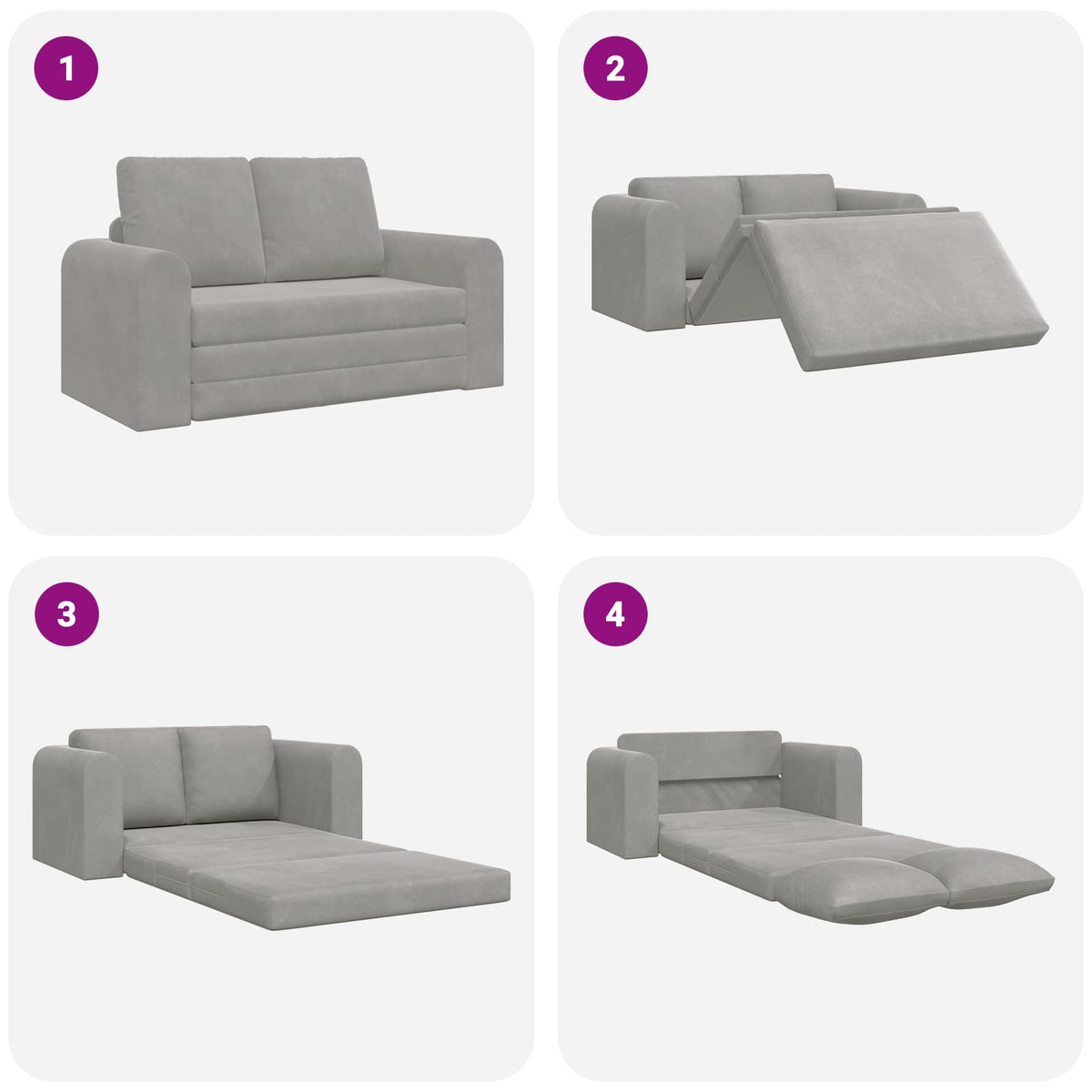 vidaXL Folding Sofa Bed Light Grey 148 x 71 x 83 cm Velvet