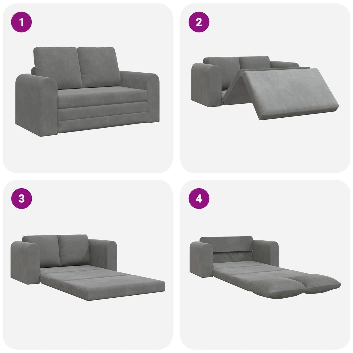 vidaXL Folding Sofa Bed Dark Grey 148 x 71 x 83 cm Velvet