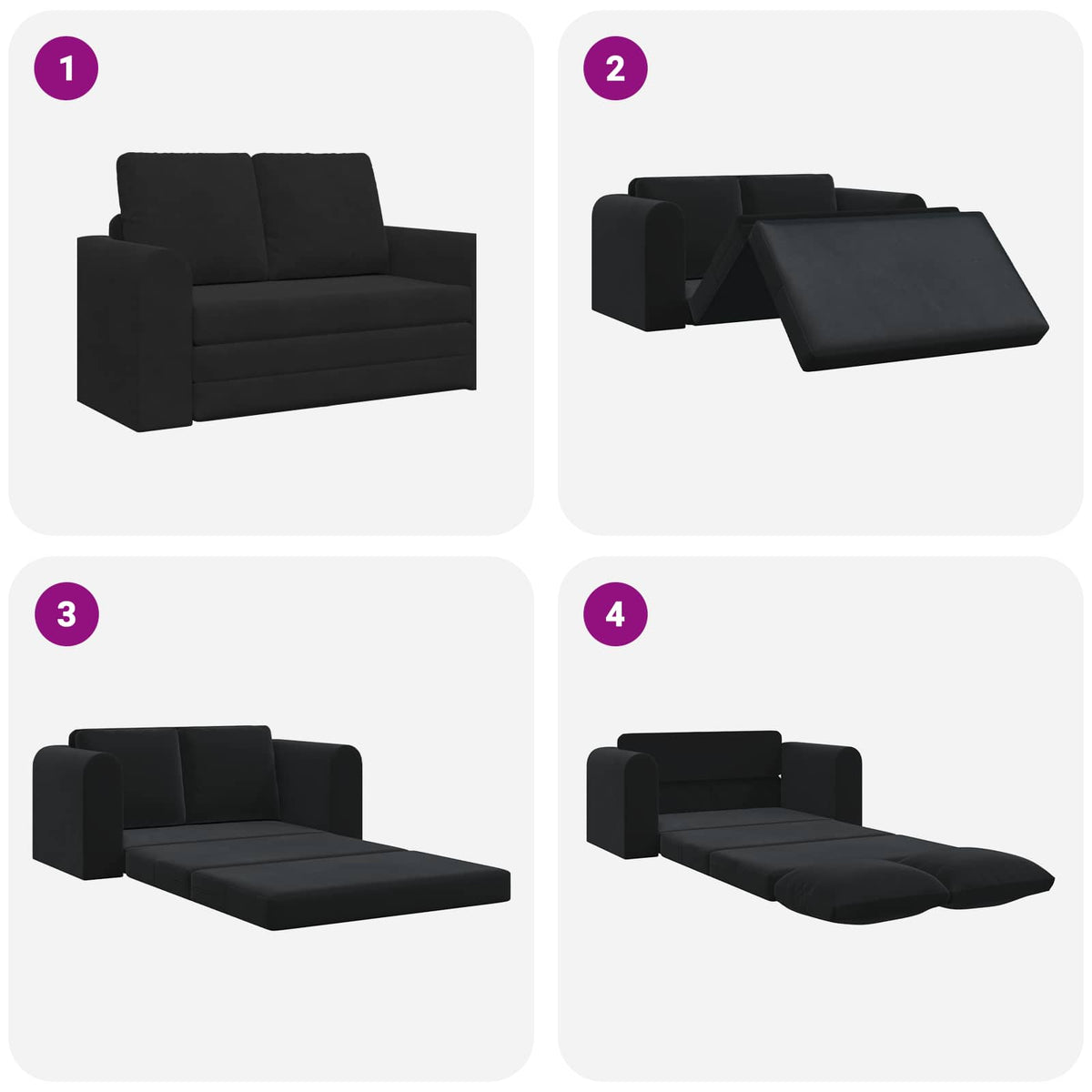 vidaXL Folding Sofa Bed Black 148 x 71 x 83 cm Velvet