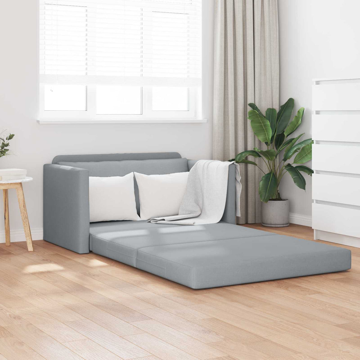 vidaXL 2-Seater Folding Sofa Bed Light Grey 124 x 71 x 78 cm Fabric