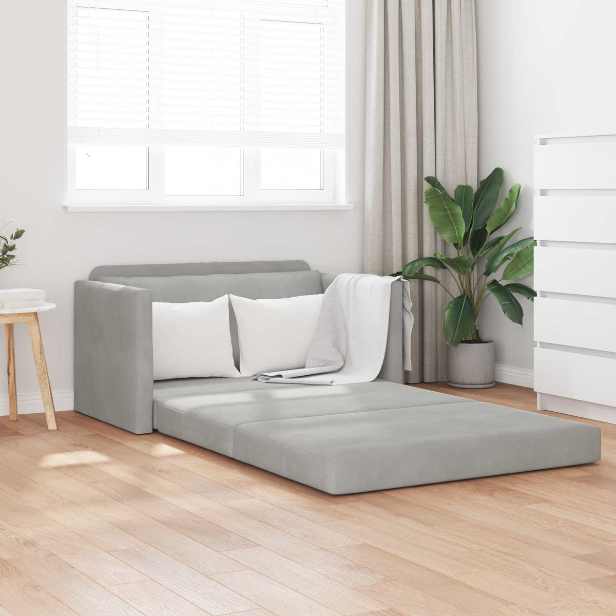 vidaXL Folding Sofa Bed Light Grey 124 x 71 x 78 cm Velvet