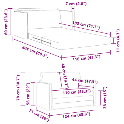 vidaXL Folding Sofa Bed Light Grey 124 x 71 x 78 cm Velvet