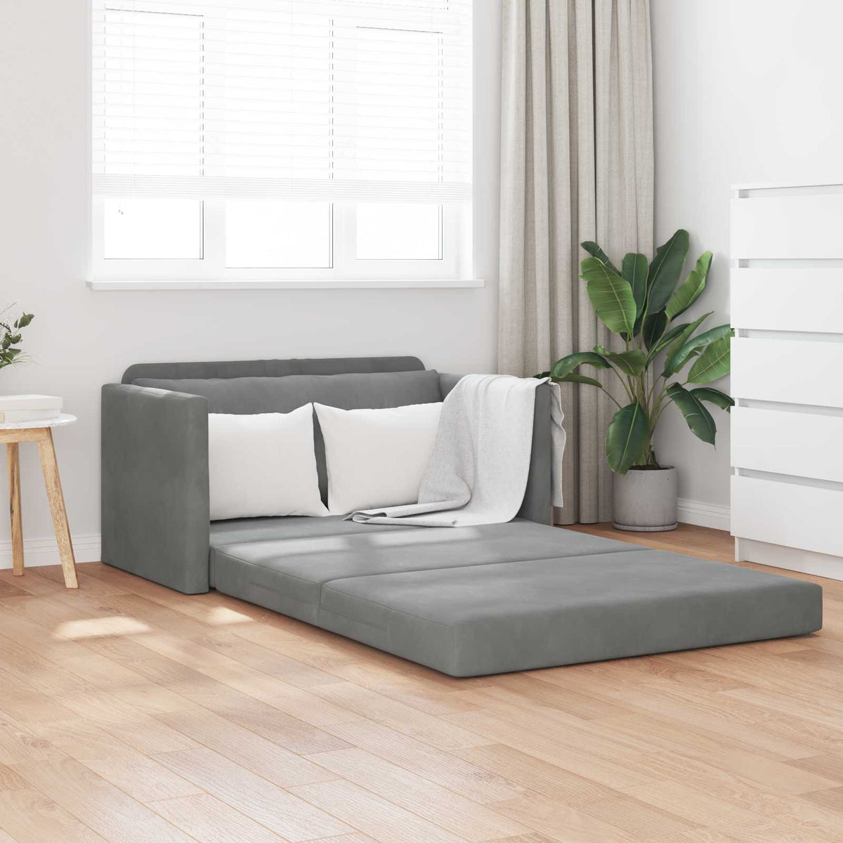 vidaXL Folding Sofa Bed Dark Grey 124 x 71 x 78 cm Velvet