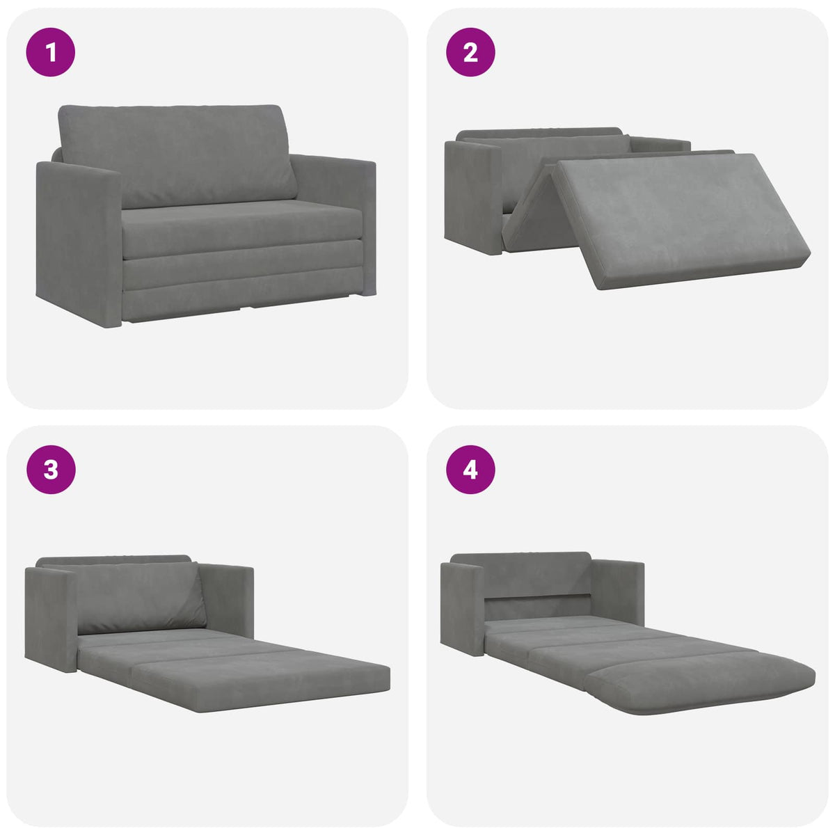 vidaXL Folding Sofa Bed Dark Grey 124 x 71 x 78 cm Velvet