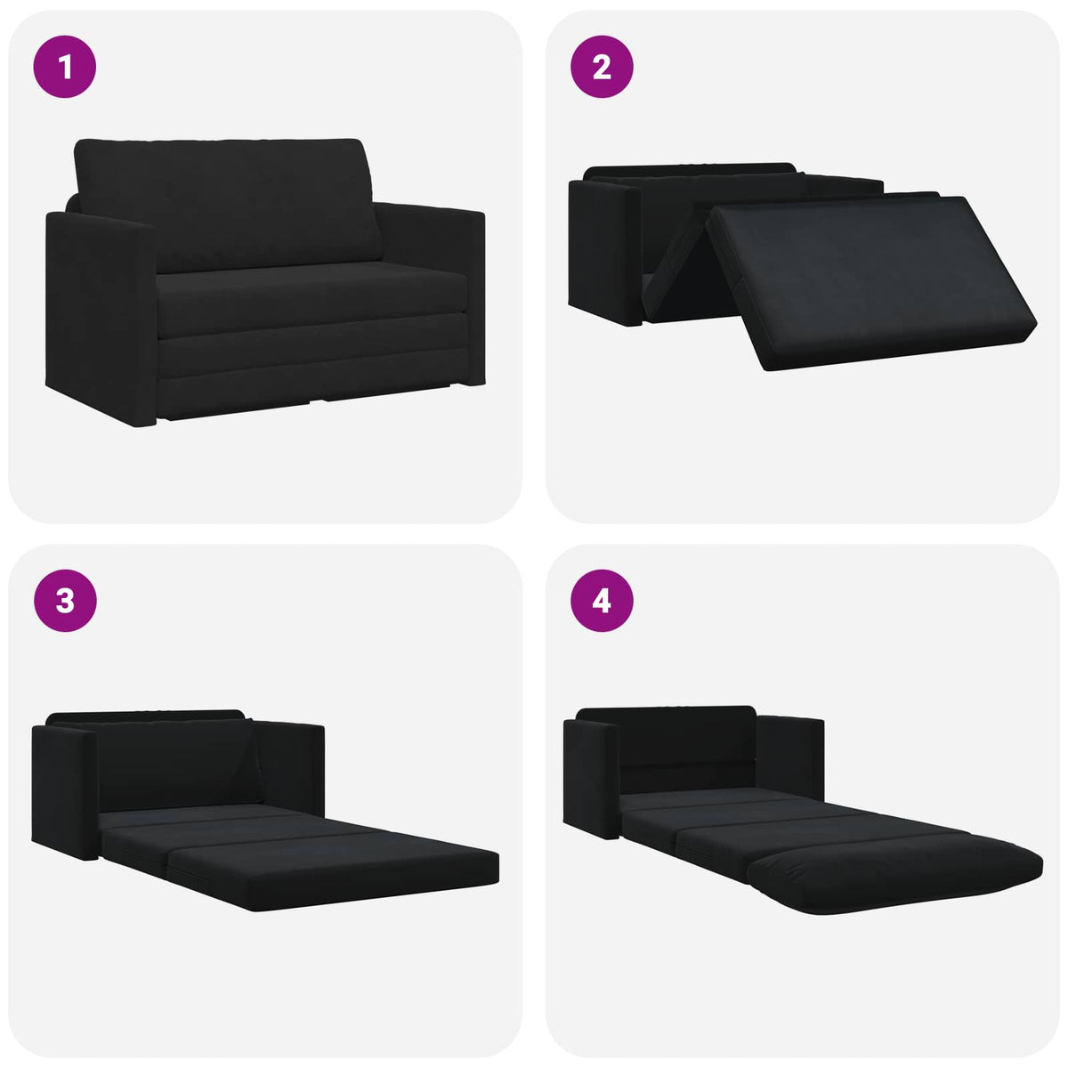 vidaXL Folding Sofa Bed Black 124 x 71 x 78 cm Velvet
