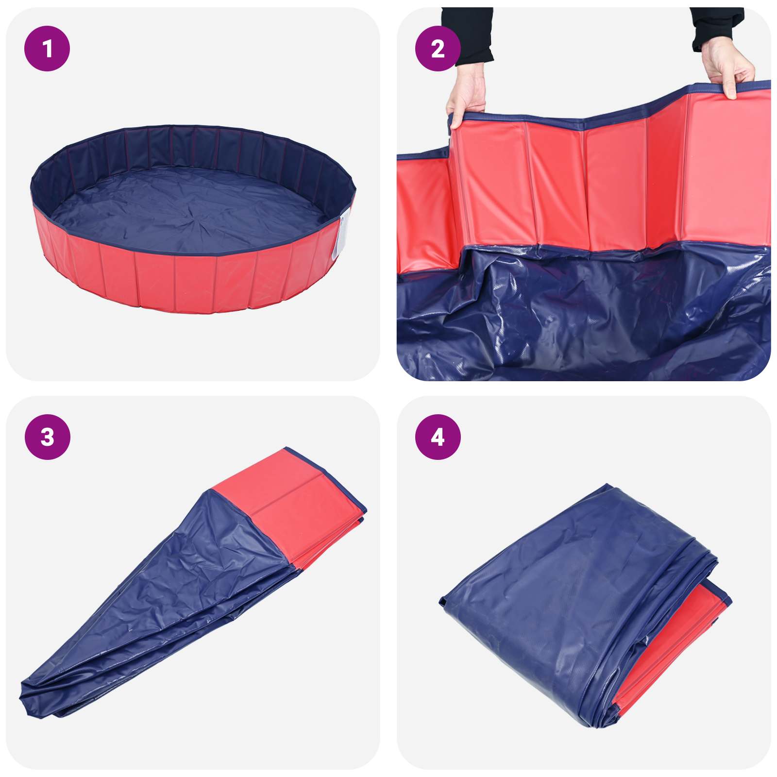 vidaXL Children Swimming Pool Folding Red Ø300 x 38 cm