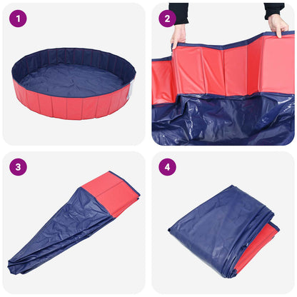 vidaXL Children Swimming Pool Folding Red Ø300 x 38 cm