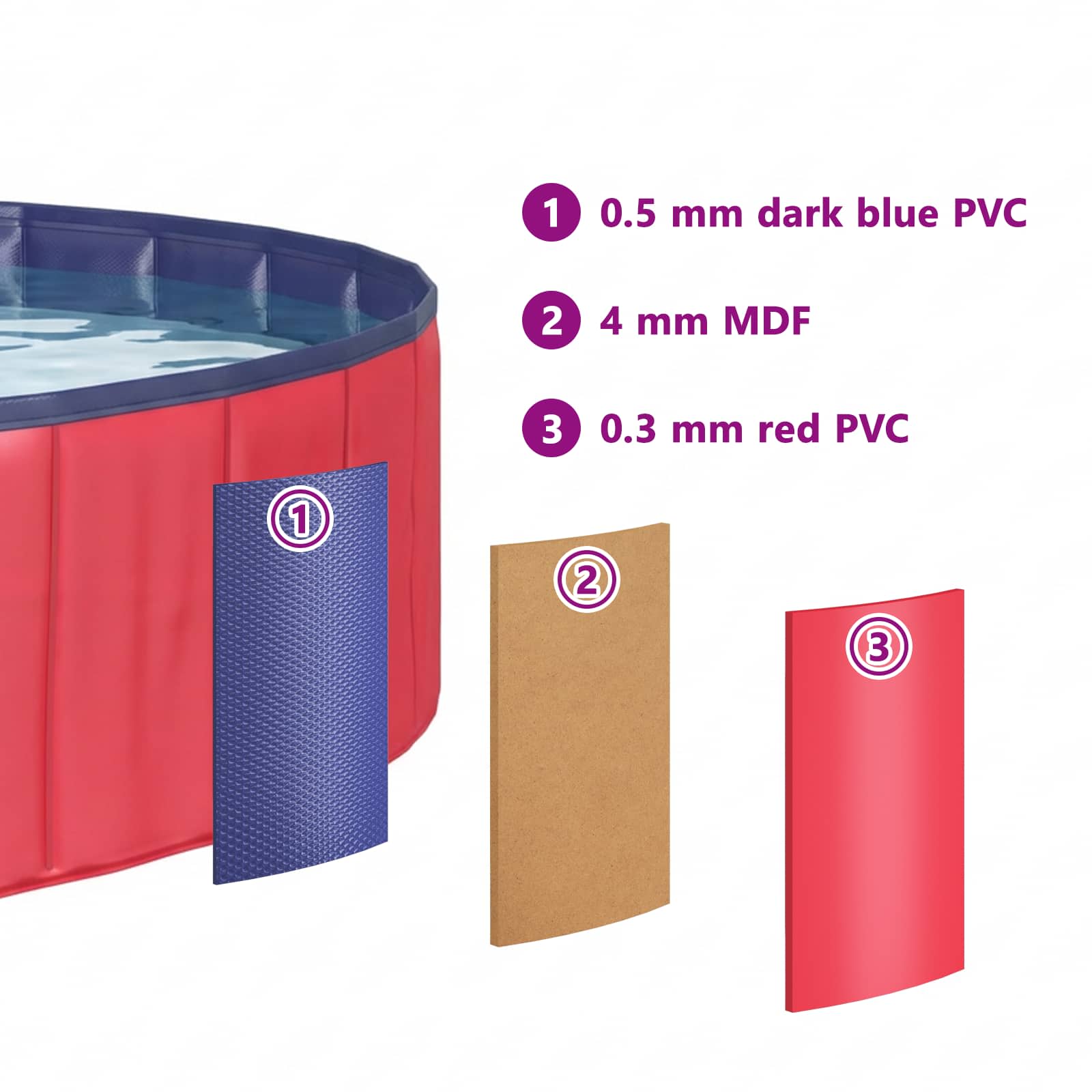 vidaXL Children Swimming Pool Folding Red Ø300 x 38 cm
