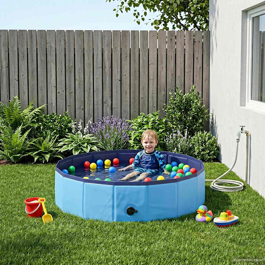 vidaXL Children Swimming Pool Folding Blue Ø 80 x 20 cm
