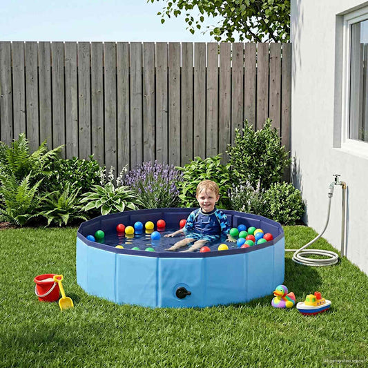 vidaXL Children Swimming Pool Folding Blue Ø 80 x 20 cm