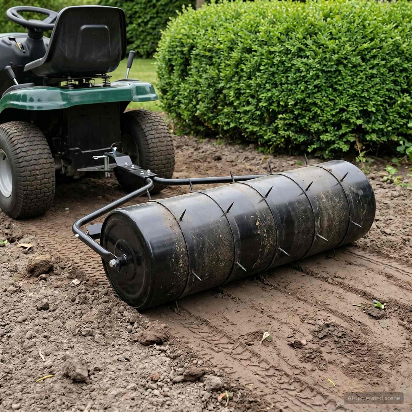 vidaXL Garden Lawn Roller Pull with Aerator Clamps Ø 30 x 90 cm Steel - Black