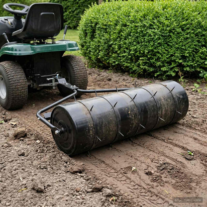 vidaXL Garden Lawn Roller Pull with Aerator Clamps Ø 30 x 90 cm Steel - Black