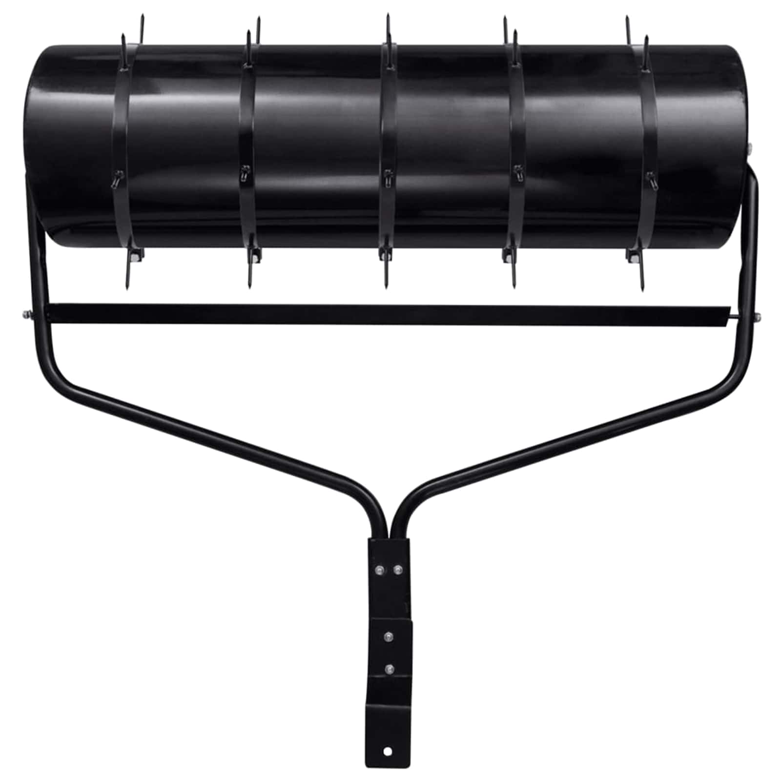 vidaXL Garden Lawn Roller Pull with Aerator Clamps Ø 30 x 90 cm Steel - Black