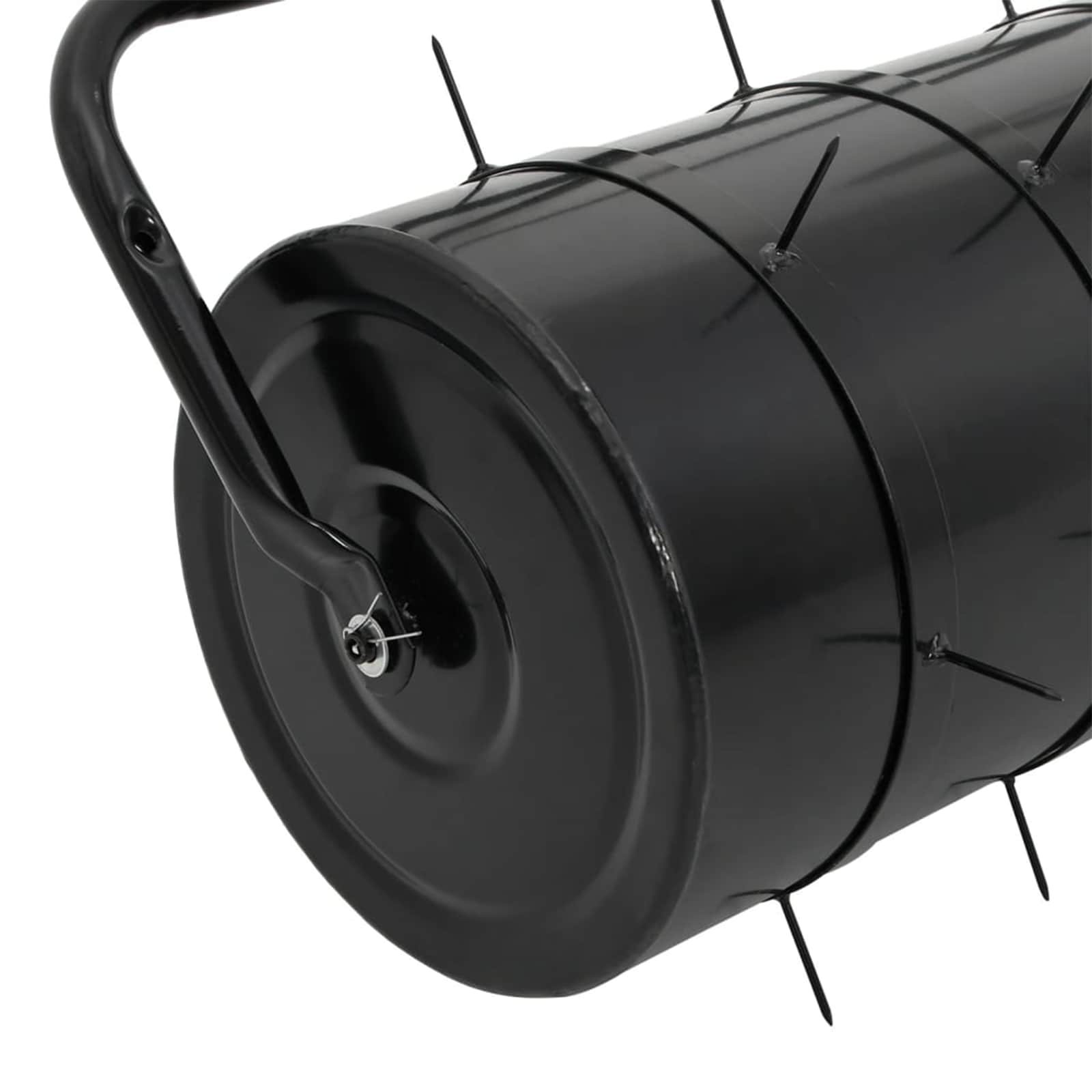 vidaXL Garden Lawn Roller Pull with Aerator Clamps Ø 30 x 90 cm Steel - Black - 61189