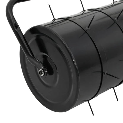 vidaXL Garden Lawn Roller Pull with Aerator Clamps Ø 30 x 90 cm Steel - Black - 61189