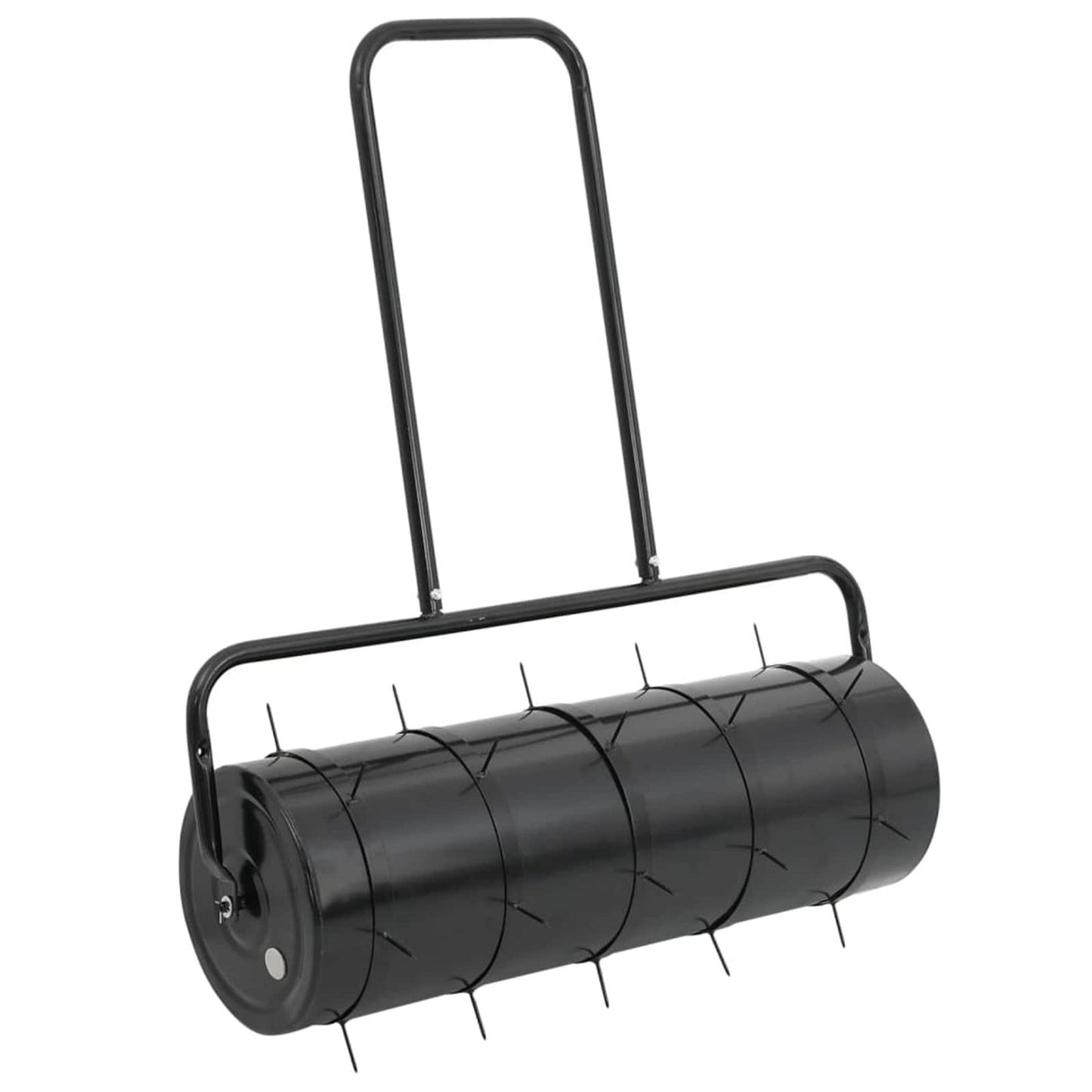 vidaXL Garden Lawn Roller Pull with Aerator Clamps Ø 30 x 90 cm Steel - Black - 61189