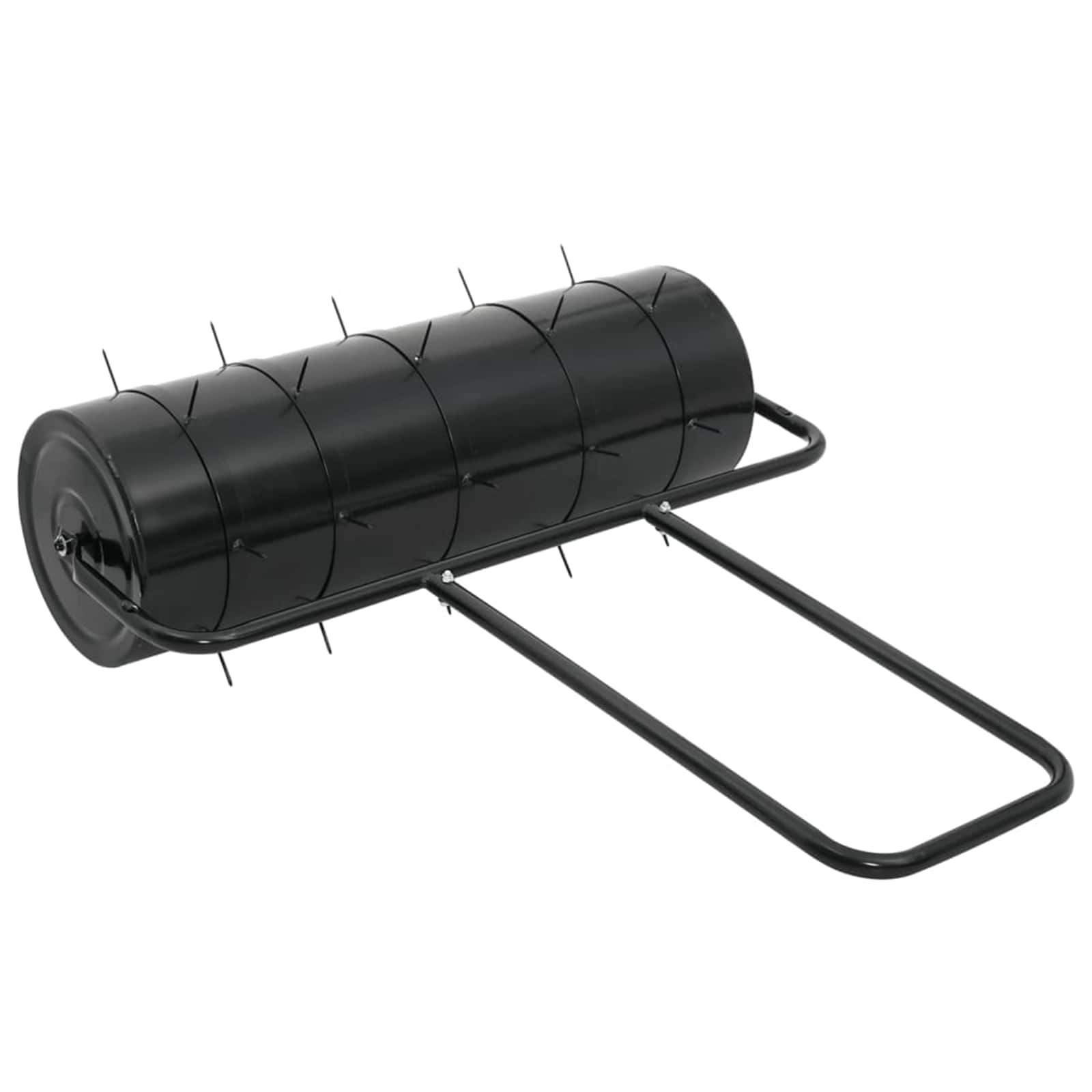 vidaXL Garden Lawn Roller Pull with Aerator Clamps Ø 30 x 90 cm Steel - Black - 61189