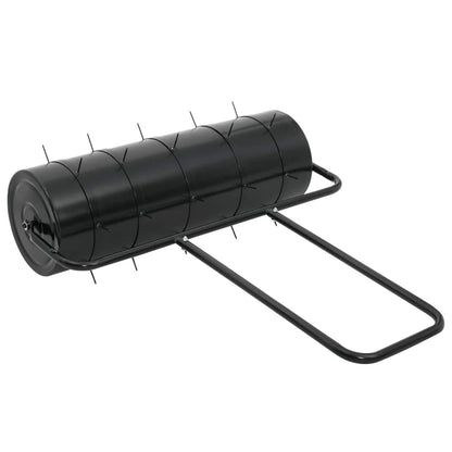 vidaXL Garden Lawn Roller Pull with Aerator Clamps Ø 30 x 90 cm Steel - Black - 61189