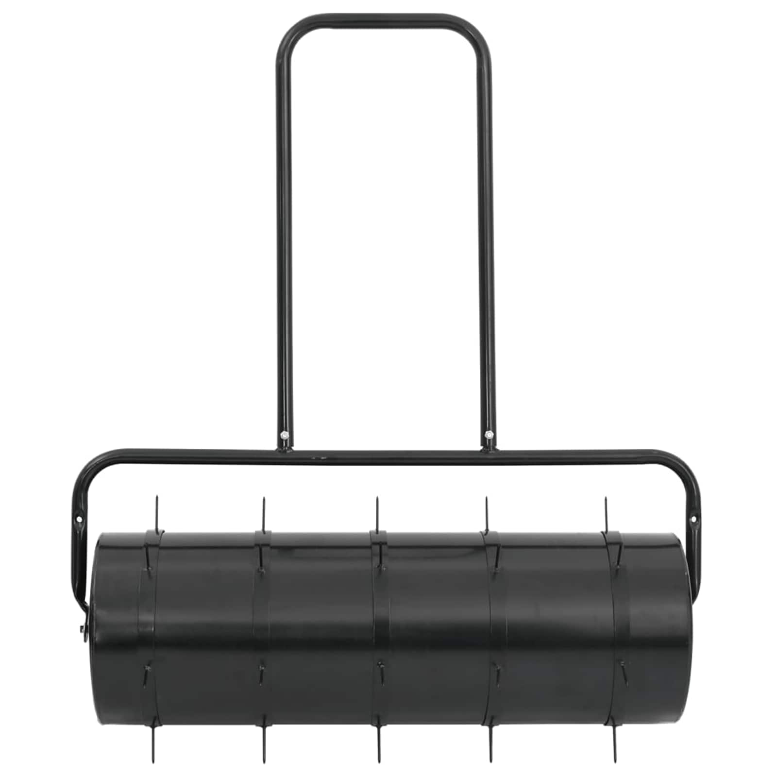 vidaXL Garden Lawn Roller Pull with Aerator Clamps Ø 30 x 90 cm Steel - Black - 61189