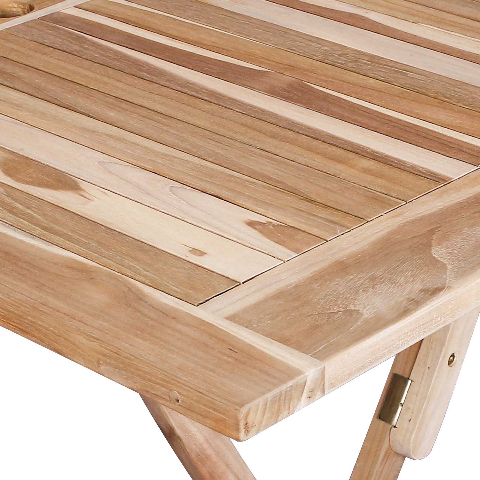 vidaXL Folding Garden Table Natural 120 x 70 x 75.5 cm Solid Teak Wood - Brown