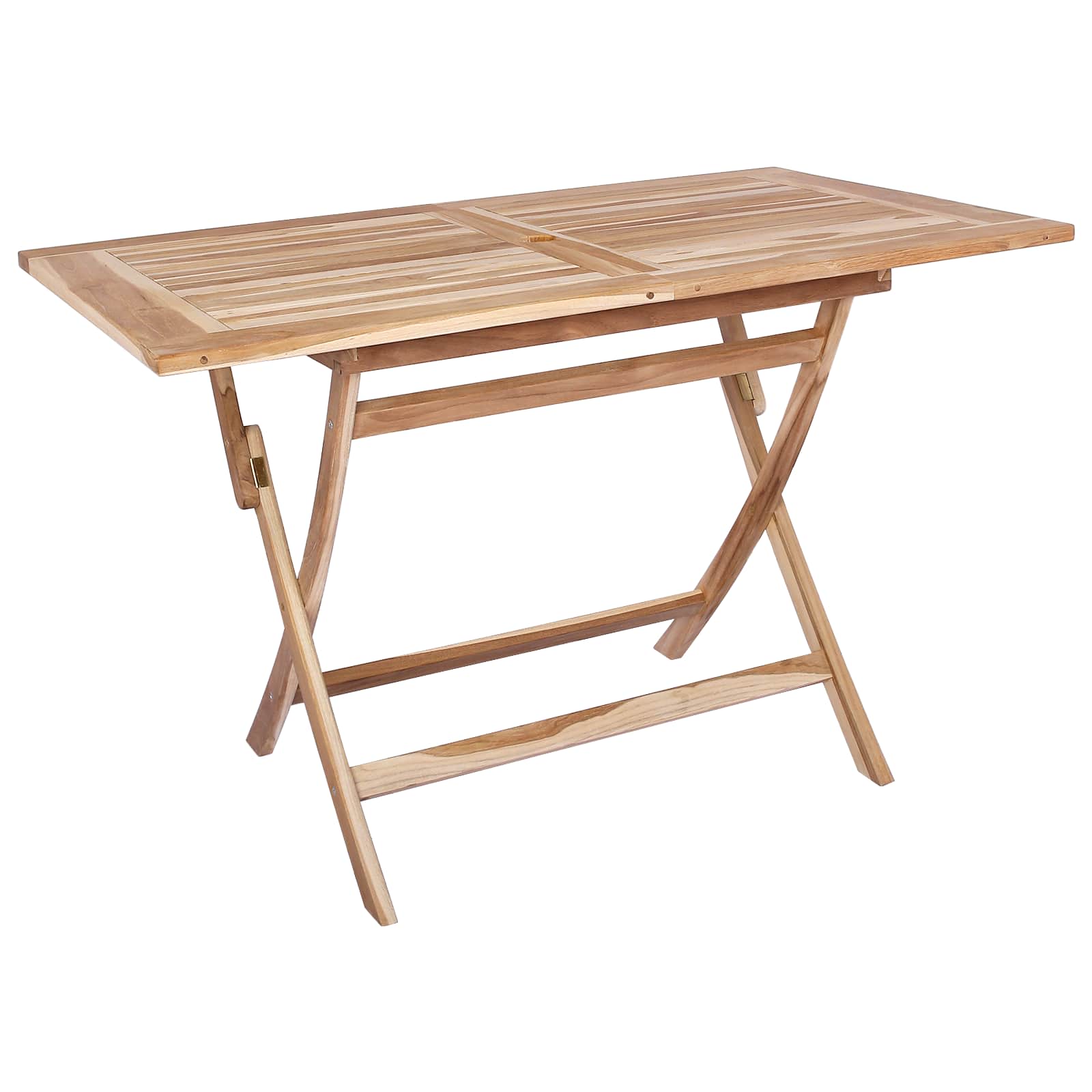vidaXL Folding Garden Table Natural 120 x 70 x 75.5 cm Solid Teak Wood - Brown