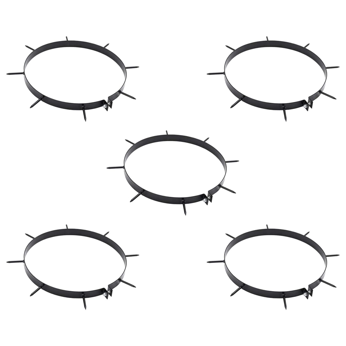 vidaXL Lawn Aerator Clamp with Spikes 5 pcs Ø 30 cm Steel - Black