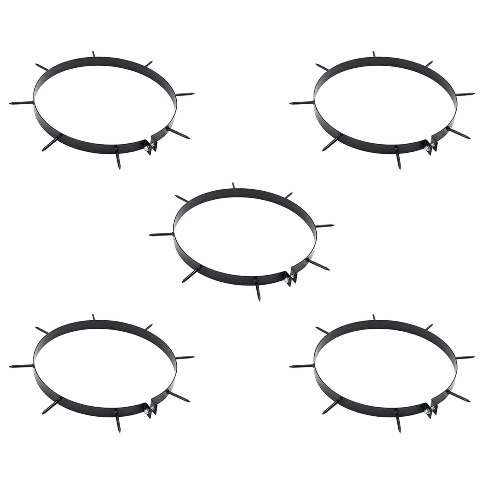 vidaXL Lawn Aerator Clamp with Spikes 5 pcs Ø 320 mm Steel - Black
