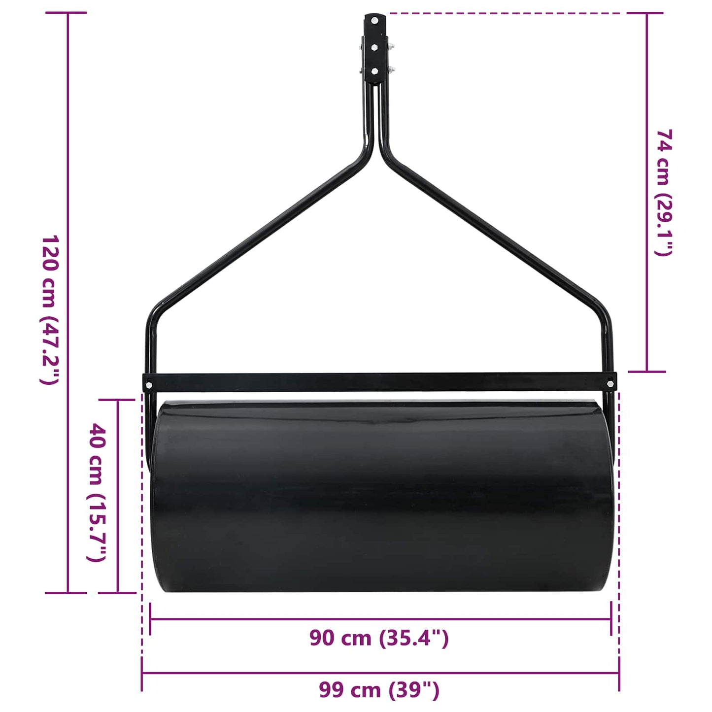 vidaXL Garden Lawn Roller 120 x 99 cm 110 L Iron - Black
