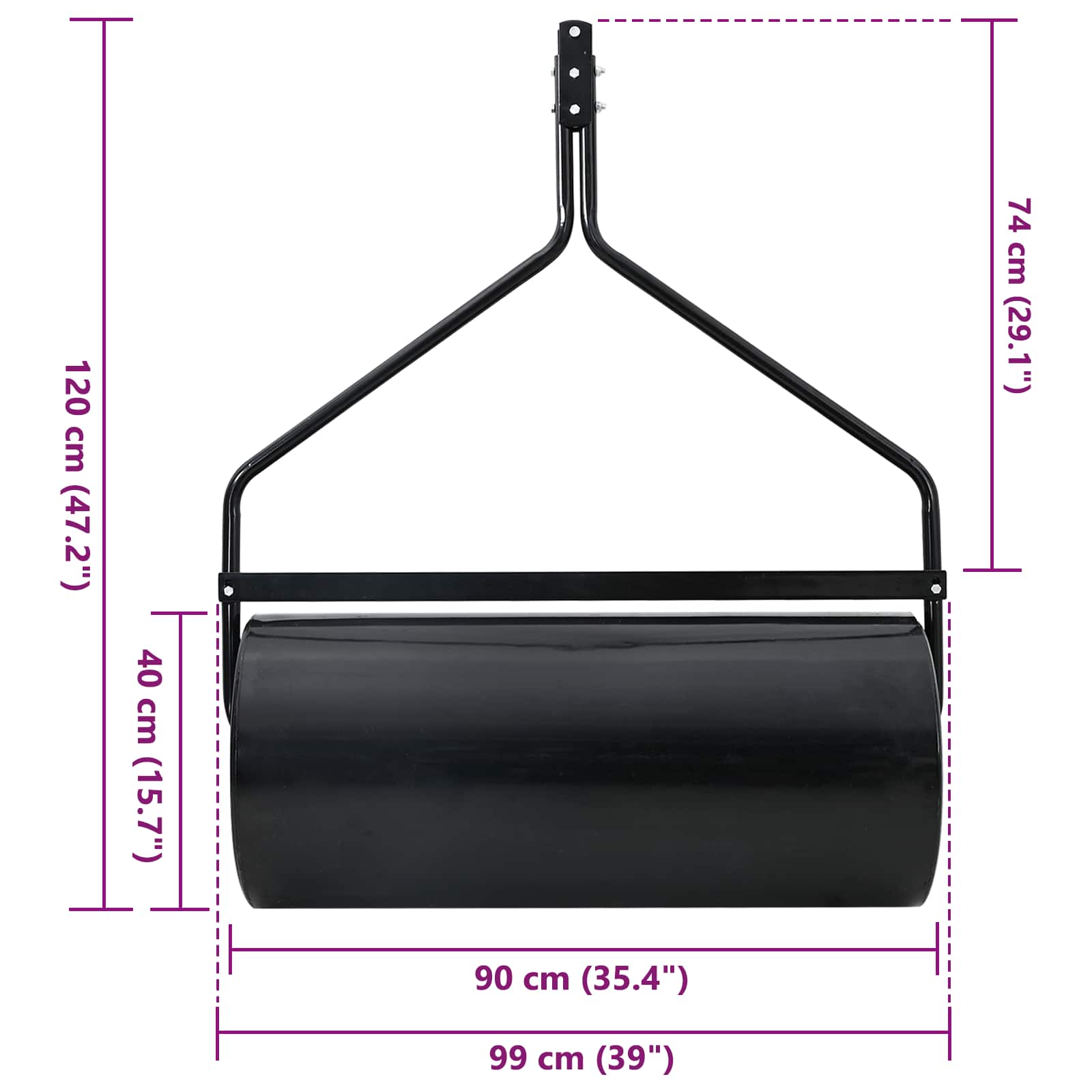 vidaXL Garden Lawn Roller 120 x 99 cm 110 L Iron - Black
