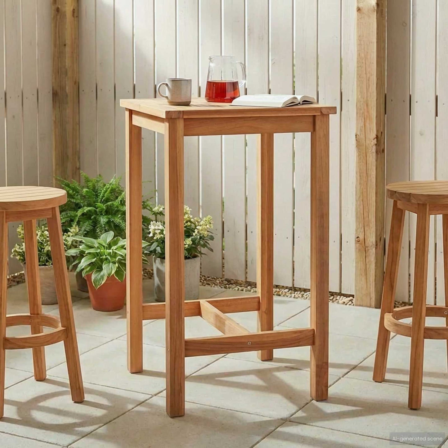 vidaXL Bar Table Natural 60 x 60 x 105 cm Solid-Teak - Brown