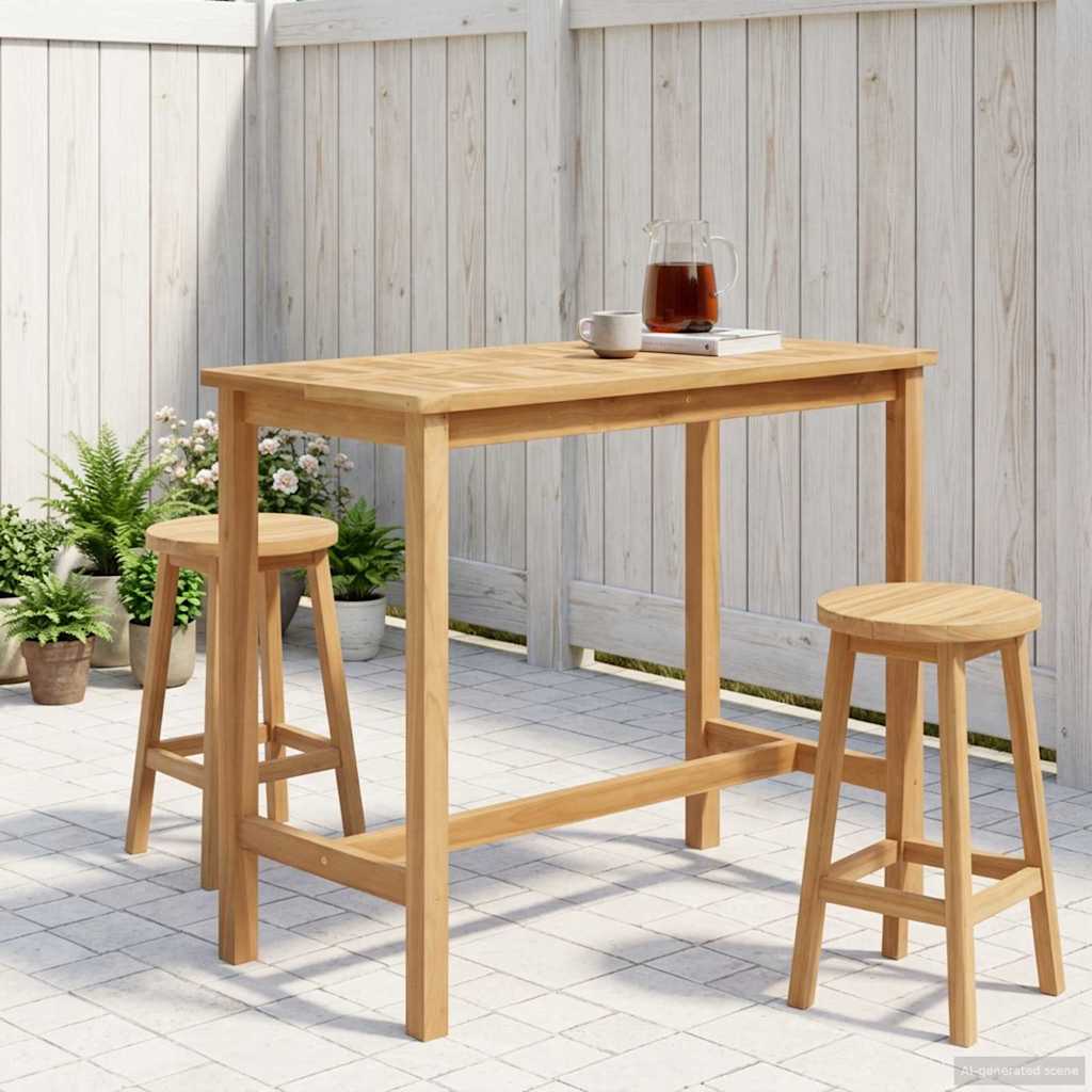 vidaXL Bar Table Natural 110 x 60 x 105 cm Solid-Teak - Brown