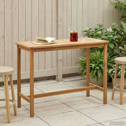 vidaXL Bar Table Natural 150 x 75 x 105 cm Solid Teak Wood - Brown