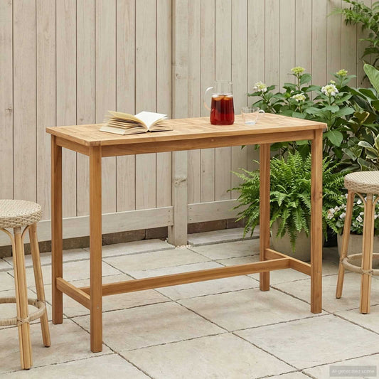 vidaXL Bar Table Natural 150 x 75 x 105 cm Solid Teak Wood - Brown