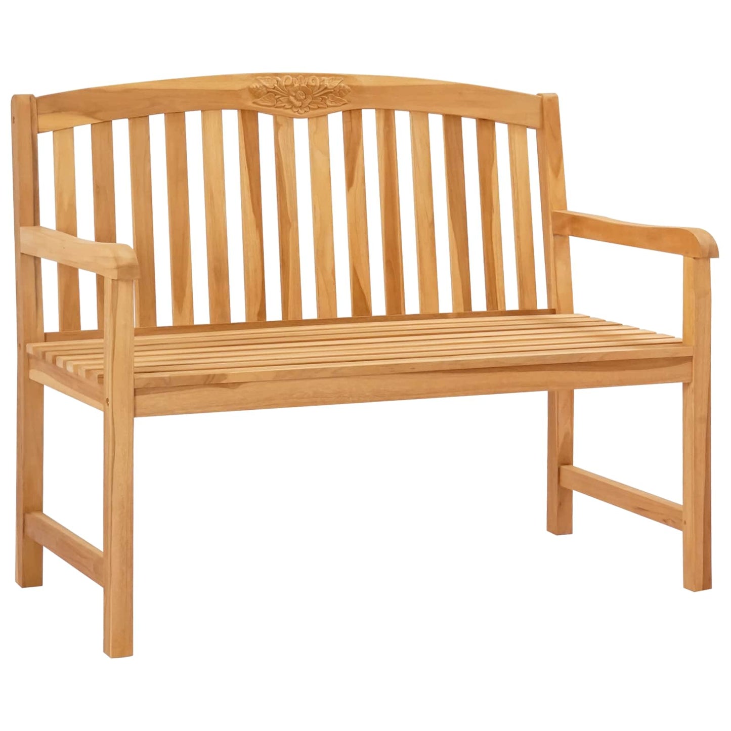 vidaXL Handcarved Rose Bench 114 x 60.5 x 95 cm Solid Teak Wood - Brown