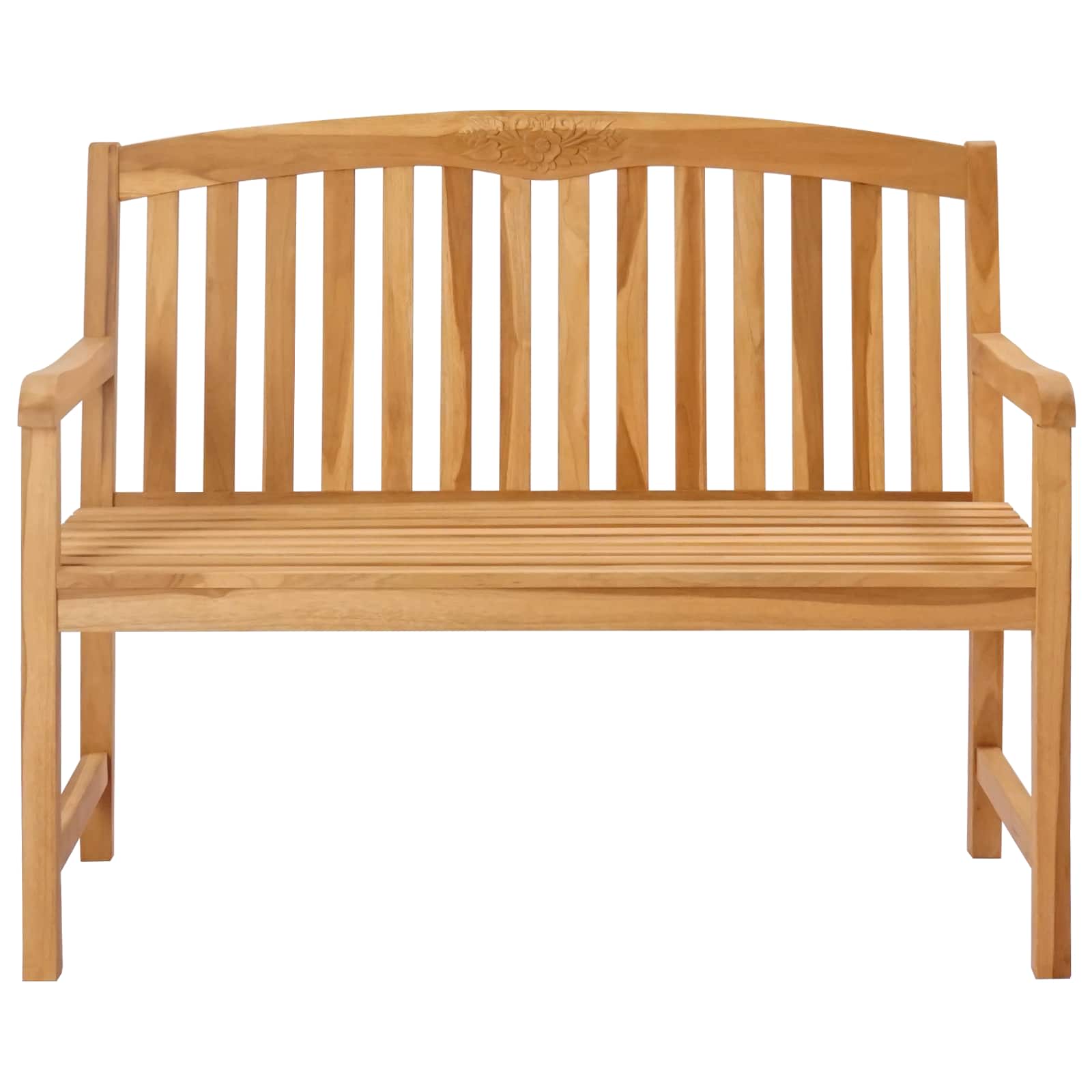 vidaXL Handcarved Rose Bench 114 x 60.5 x 95 cm Solid Teak Wood - Brown