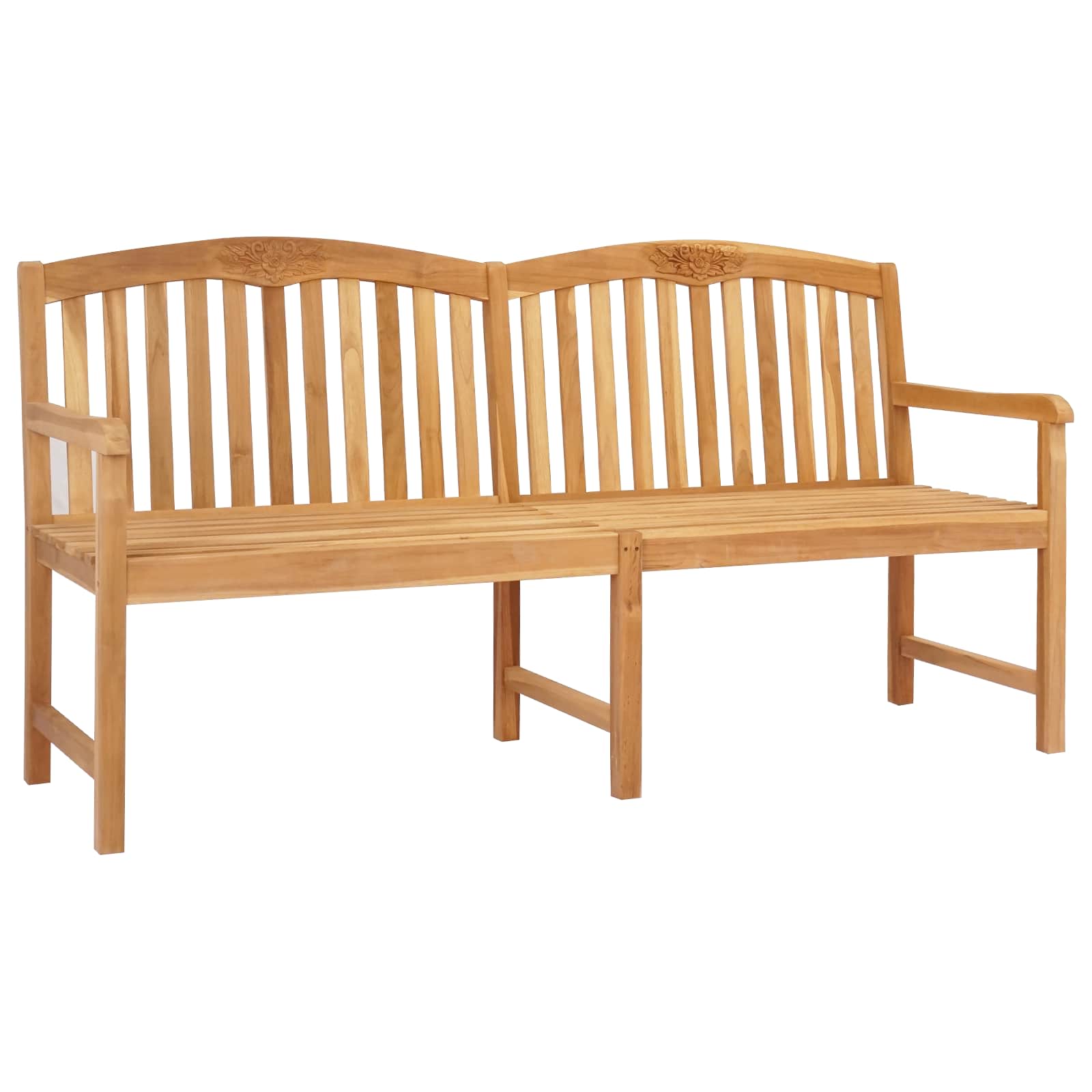 vidaXL Handcarved Rose Bench 150 x 60 x 90 cm Solid Teak Wood Natural - Brown