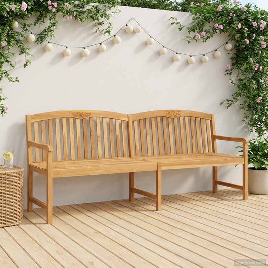 vidaXL Handcarved Rose Bench 228 x 60 x 90 cm Solid Teak Wood Natural - Brown