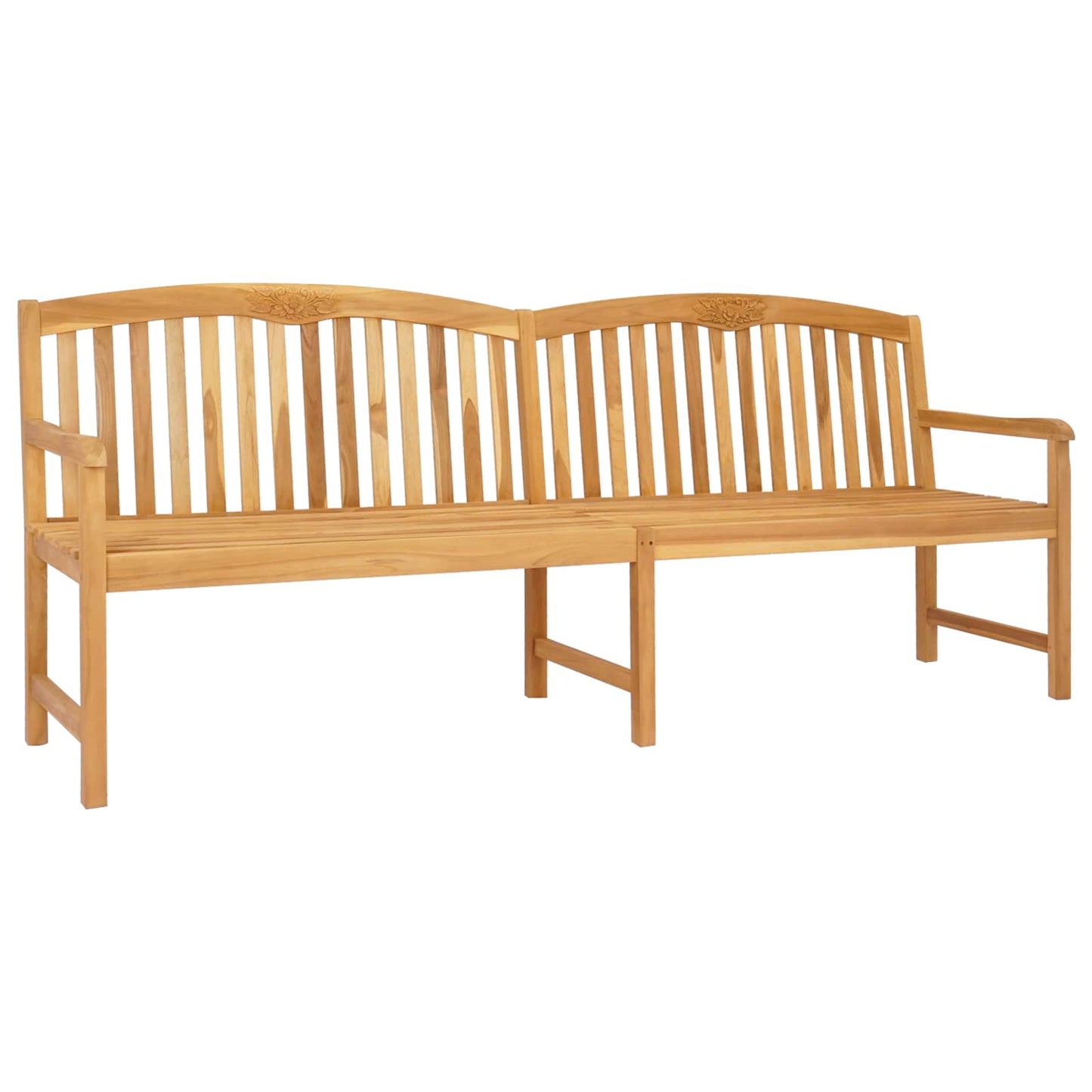 vidaXL Handcarved Rose Bench 228 x 60 x 90 cm Solid Teak Wood Natural - Brown