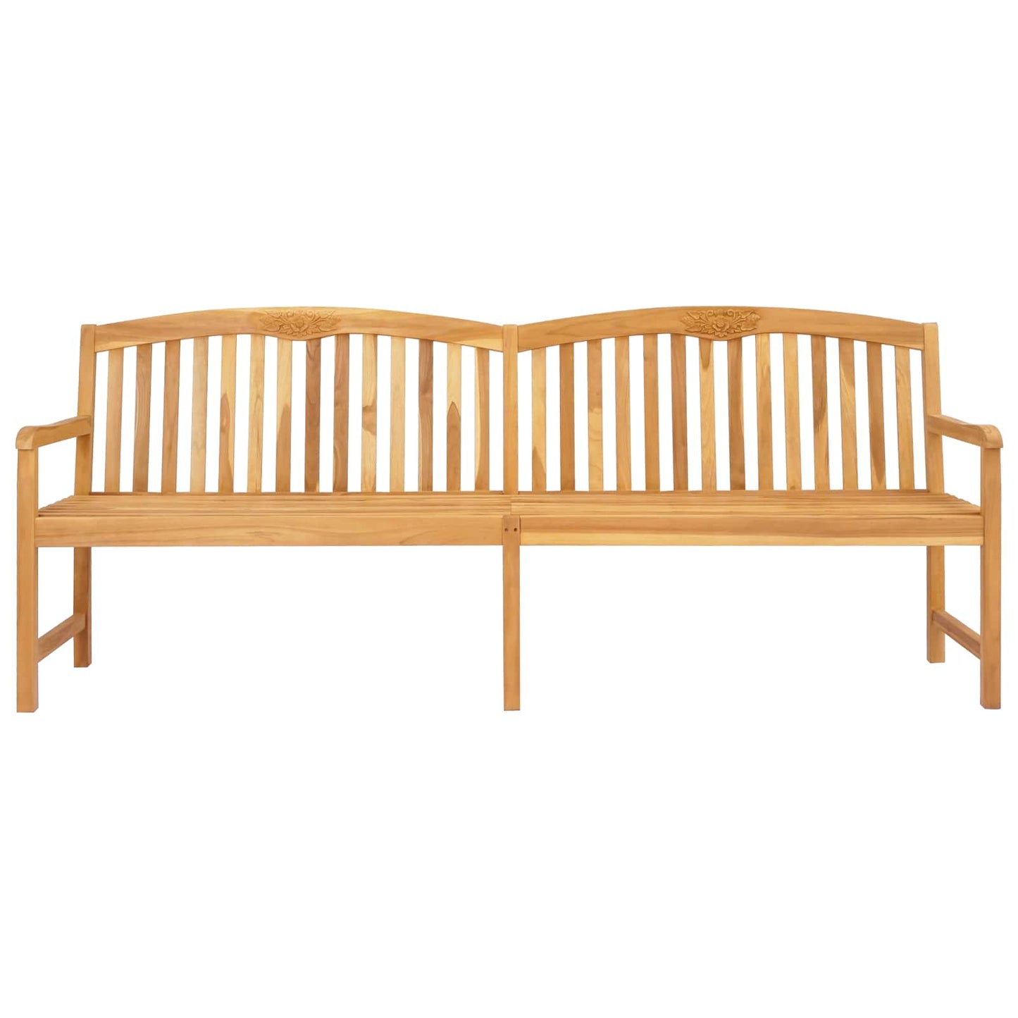 vidaXL Handcarved Rose Bench 228 x 60 x 90 cm Solid Teak Wood Natural - Brown