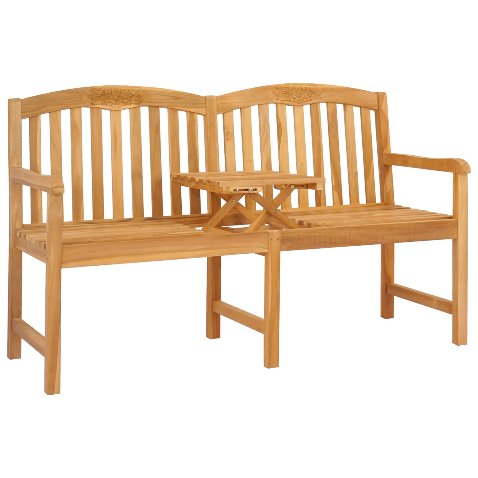 vidaXL Handcarved Rose Bench 150.5 x 60 x 95 cm Solid Teak Wood - Brown