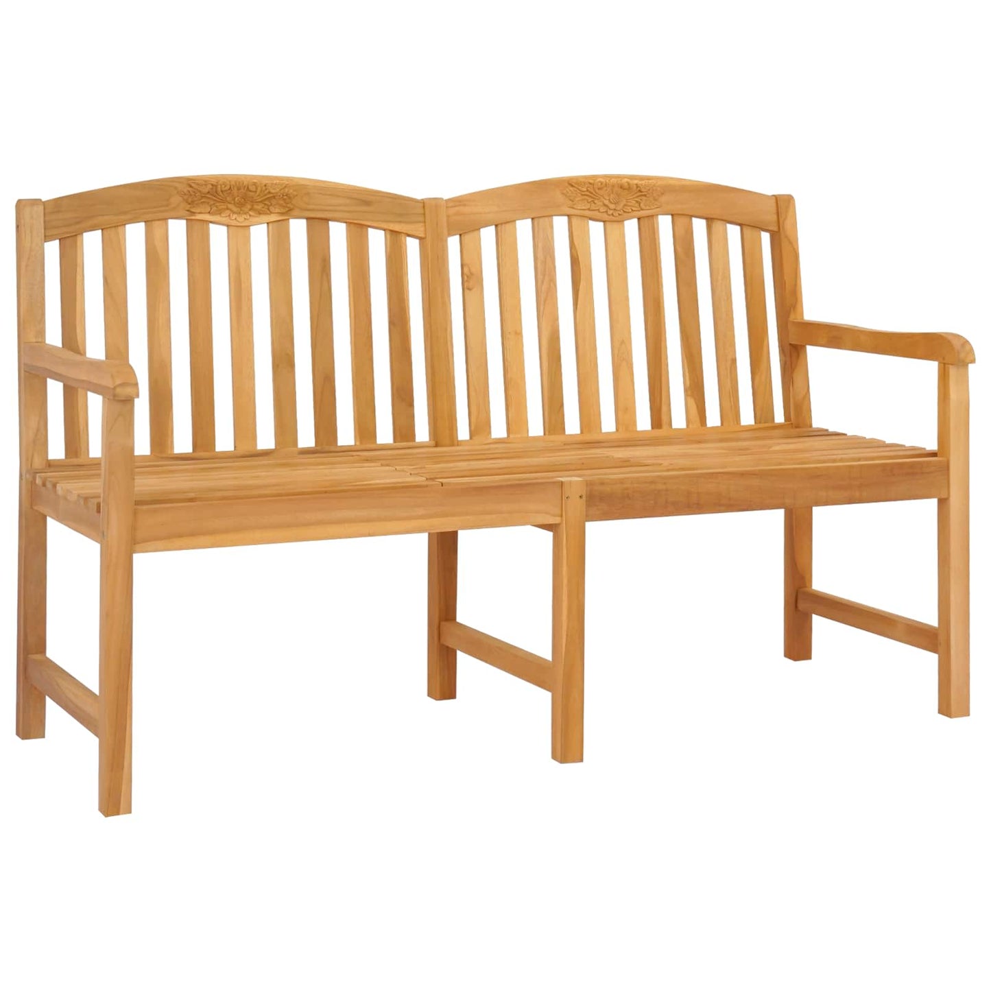 vidaXL Handcarved Rose Bench 150.5 x 60 x 95 cm Solid Teak Wood - Brown